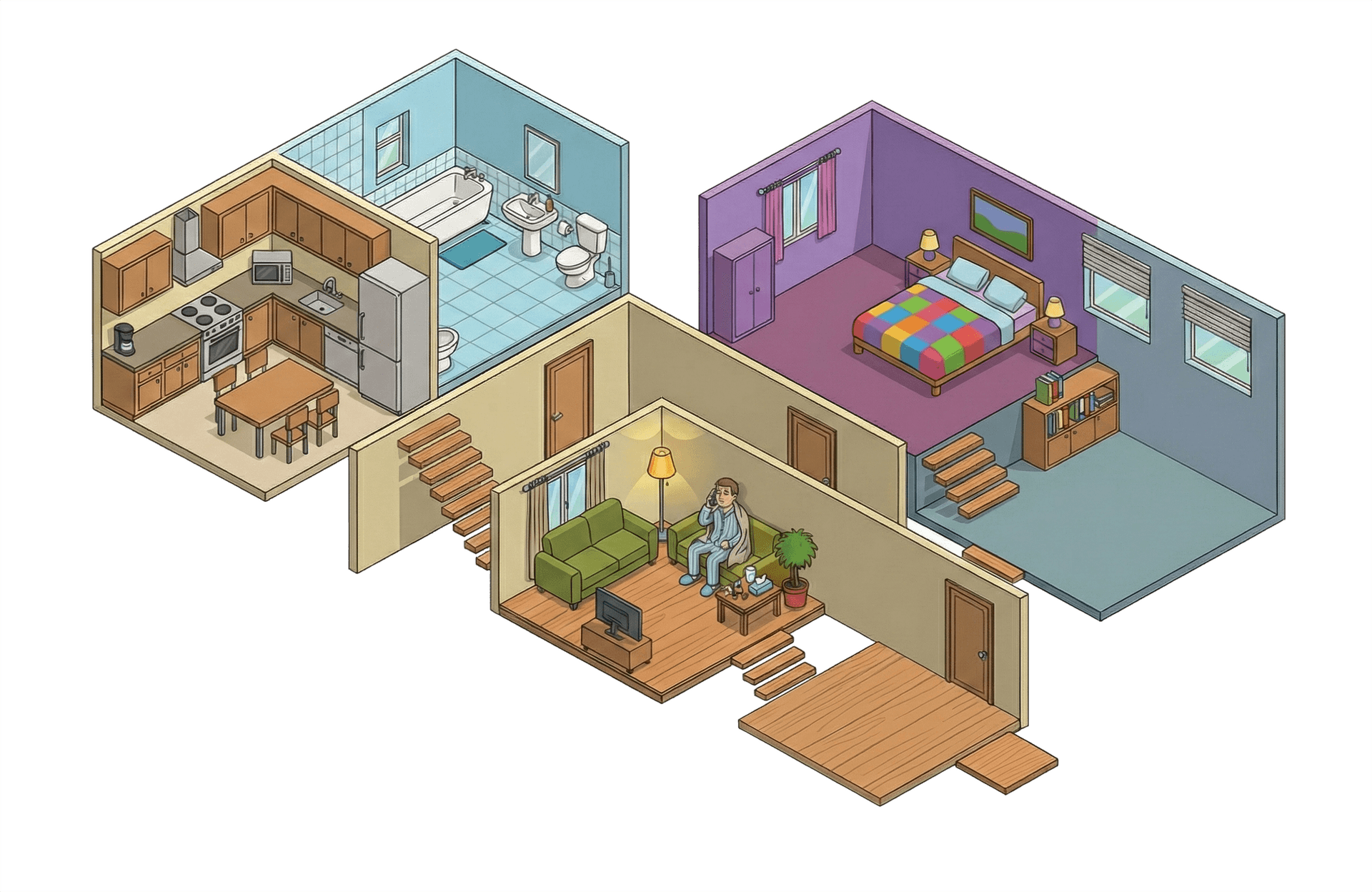Het huis van een zieke medewerker — isometrisch